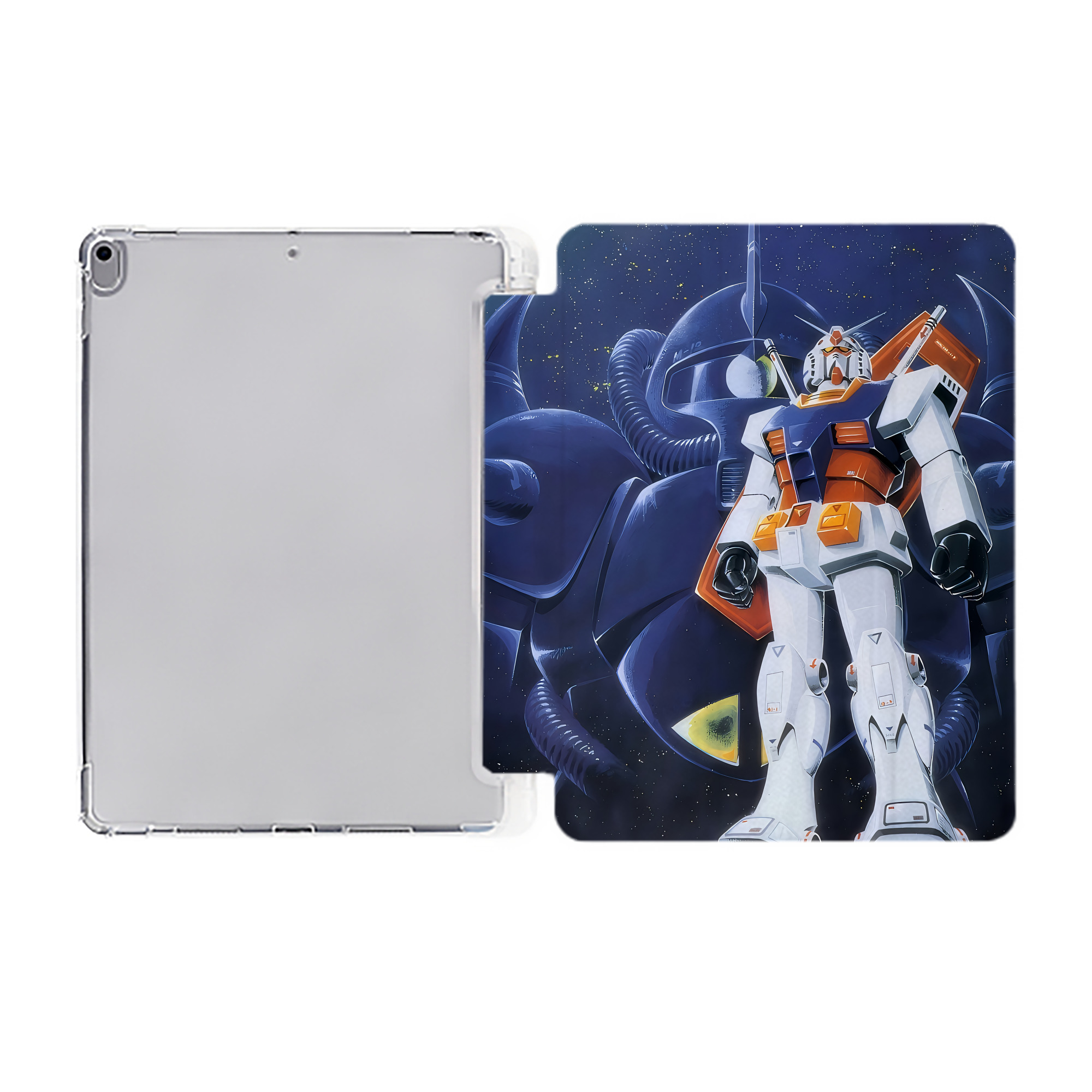 （画像用） 機動戦士ガンダム Mobile Suit Gundam IPad ケース ペン収納付き 三つ折りスタンド PUレザー×シリコン 対応機種9.5/10.5/10.9インチ